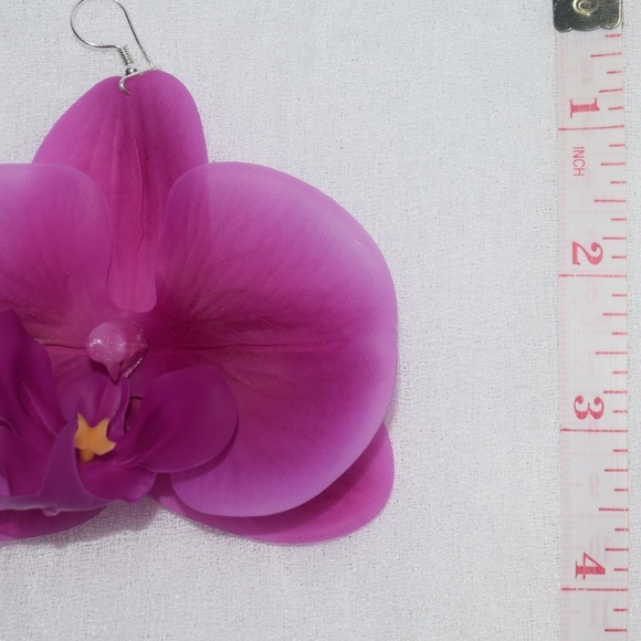 Fuchsia Phalaenopsis Orchid True Touch Artificial Earrings. - Picture 11 of 11